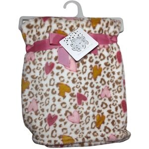 Little Joy Leopard Heart Plush Baby Girl Blanket Lovey Soft Fleece 30x40 NWT